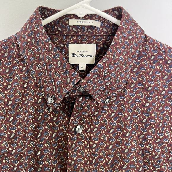 NWT Ben Sherman Men's' Paisley Button Down Shirt Sz M Stretch Fit - Picture 5 of 11